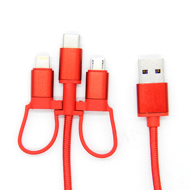 Gun Rack design 3 in 1 micro usb typec lightning USB Charging cable