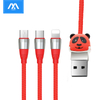 Hot Selling Factory 3 in 1 Multi-Function Cable Nylon Cloth Braided 5V 2.4A USB Charger Cable