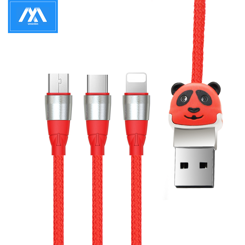 Hot Selling Factory 3 in 1 Multi-Function Cable Nylon Cloth Braided 5V 2.4A USB Charger Cable