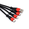 15CM 3in 1 Functional Nylon Braided Charger Cable Micro USB Lightning Type-C Charging Cable for Android iPhone Samsung