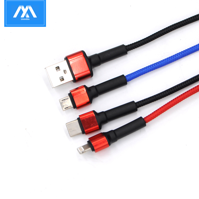 Wholesale Factory Direct Supply 3 in 1 Multi-Functional Fast Charging Line USB Date Transmission Cable