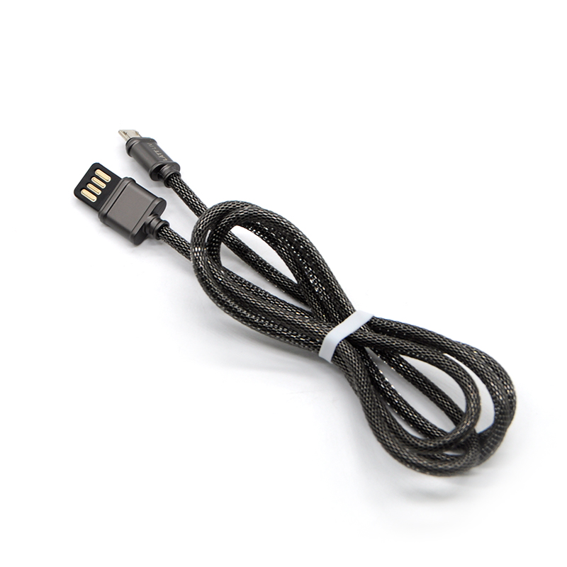 Double-sided plug 2A stainless steel metal micro usb charging cable