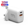Newest US EU UK Plug Multi USB Round Shape Dual 2 Ports 20W QC3.0 USB C OEM Fast Charging Travel Pd Qi Wall Charger