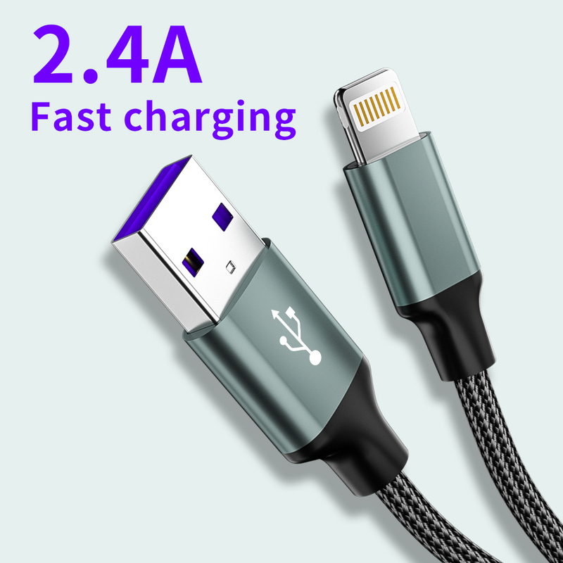 for iPhone USB Cable Charger 3FT 6FT 10FT Nylon Braided 2.4A 3A for iPhone Charging Cable 1m 1.5m 2m Data Charger Cable USB Cord