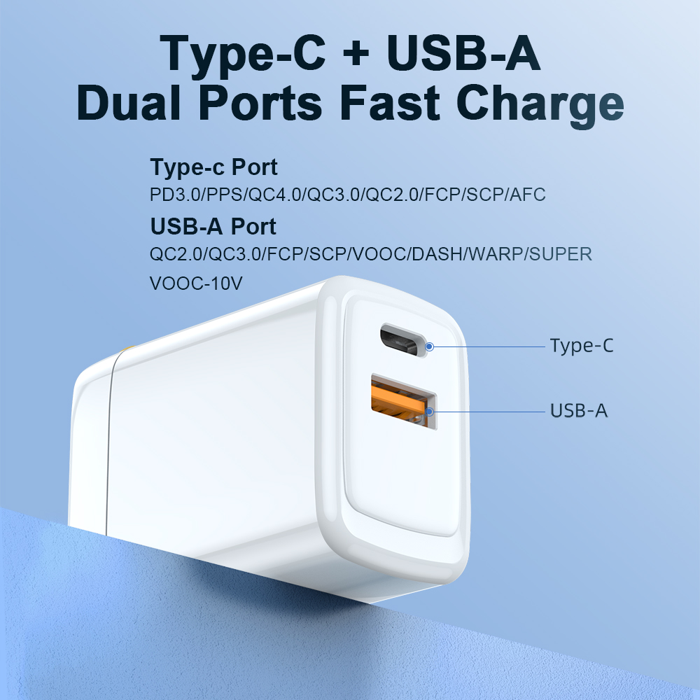 High Quality Custom Dual USB-C PD 45W GaN Charger Fast Speed Australia Plug Charger Mobile Phone for I Phone 16 15 14 Power