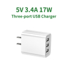 17W Fast Charging 3-USB Multi-Port Electric Charger Dual USB Charging Head for Mobile Phones Flats Small Fans European Gauge
