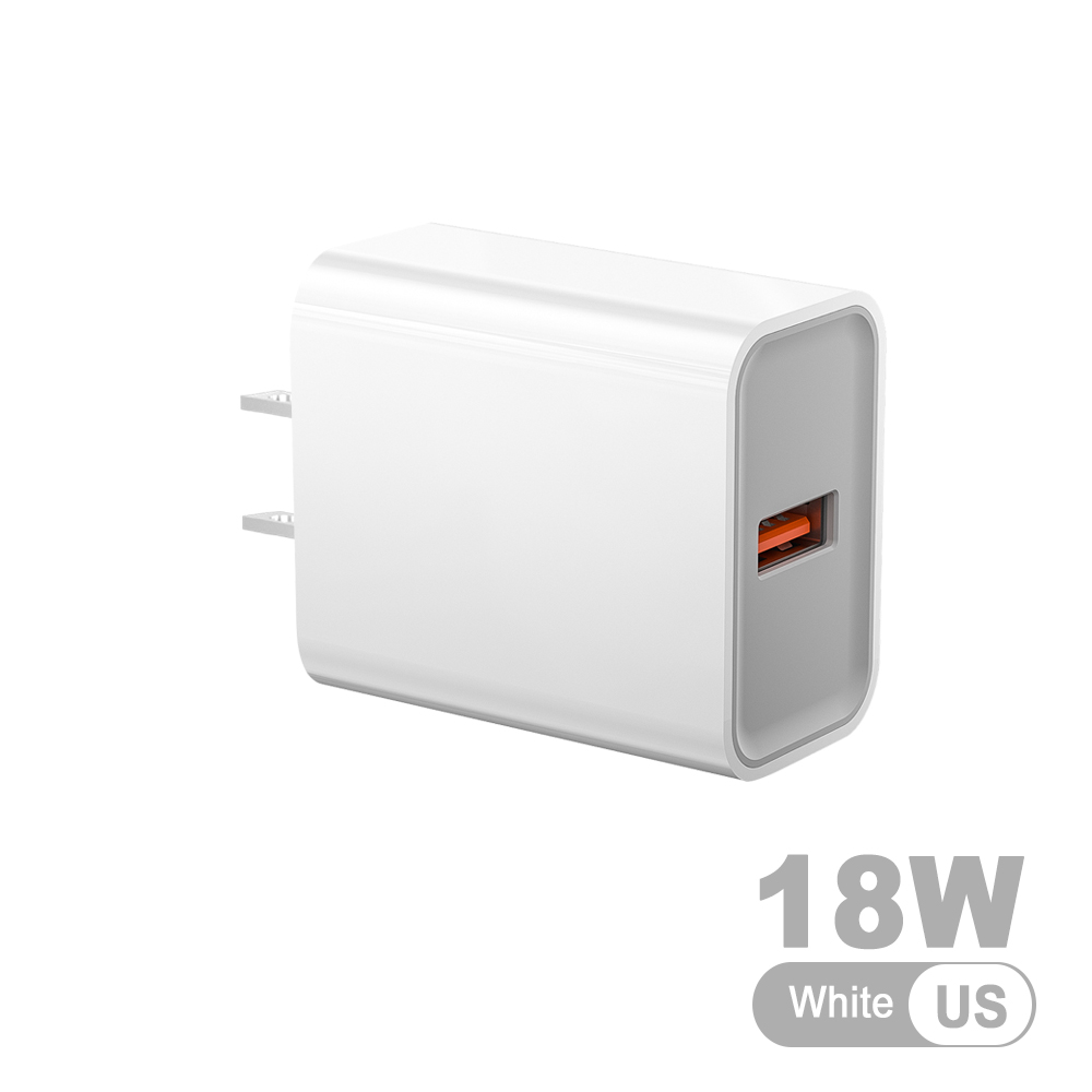 18W QC Single Port Smart Charger Set EU Plug Universal USB Fast Portable Wall Charger 