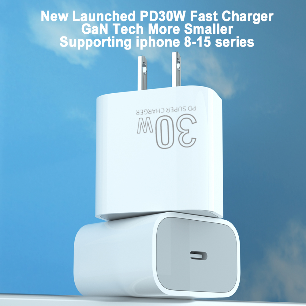 Original US EU Plug Pd 30W USB-C Power Adapter Fast Phone Charger for iPhone 15 14 13 PRO MAX