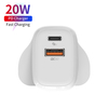 Newest US EU UK Plug Multi USB Round Shape Dual 2 Ports 20W QC3.0 USB C OEM Fast Charging Travel Pd Qi Wall Charger