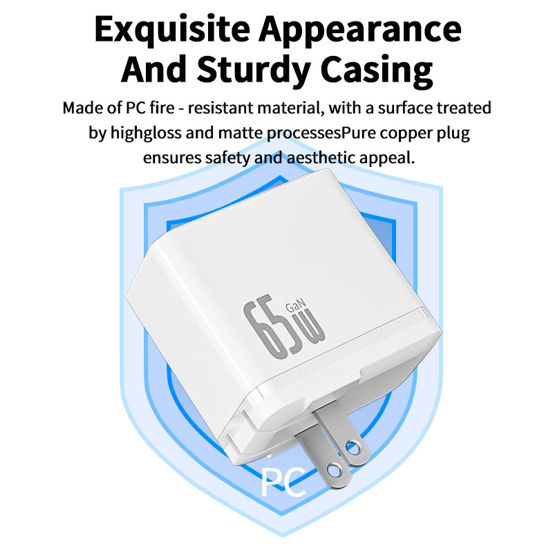 65W 3-Port GaN Charger PD65W Travel Charger Multi Function PD Power Adapter Fit for Laptop Mobile Phone