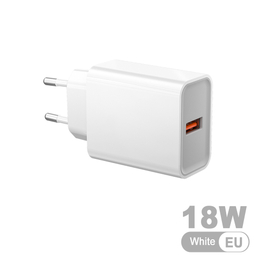 18W QC Single Port Smart Charger Set EU Plug Universal USB Fast Portable Wall Charger 