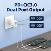 30W Dual Port Smart Fast Charger Fully Compatible with Samsung and Huawei Super Fast Protocol Charging for Laptops and Mobiles