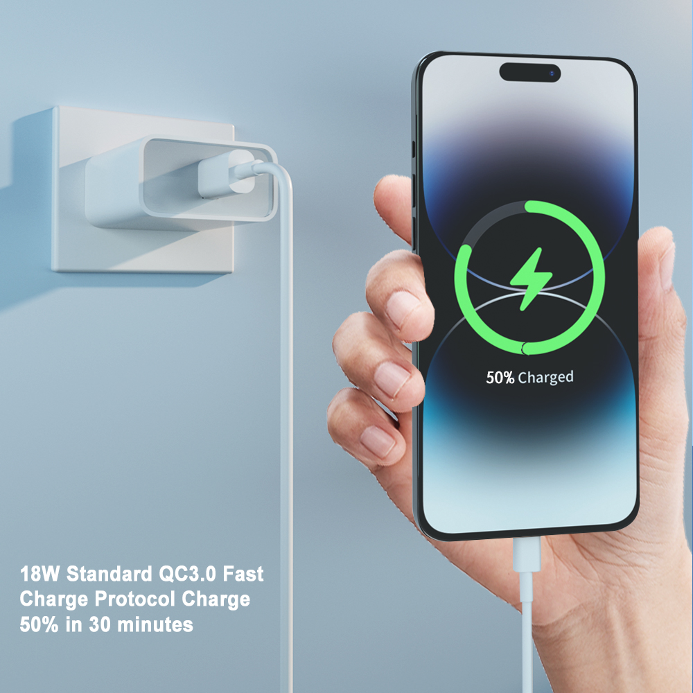 18W QC Single Port Smart Charger Set EU Plug Universal USB Fast Portable Wall Charger 
