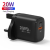 Newest US EU UK Plug Multi USB Round Shape Dual 2 Ports 20W QC3.0 USB C OEM Fast Charging Travel Pd Qi Wall Charger