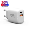 Newest US EU UK Plug Multi USB Round Shape Dual 2 Ports 20W QC3.0 USB C OEM Fast Charging Travel Pd Qi Wall Charger