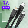 3 in 1 USB Fast Charging Cable for Samsung Xiaomi Huawei Apple Mobile Phone USB Type C Charger Tablet Charging Cable Accessories3 in 1 USB Fast Charging Cable