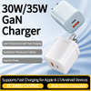 30W Dual Ports GaN Fast Charger EU CE Adapter Mobile Phone & Laptop Charger Small for Travel Charger