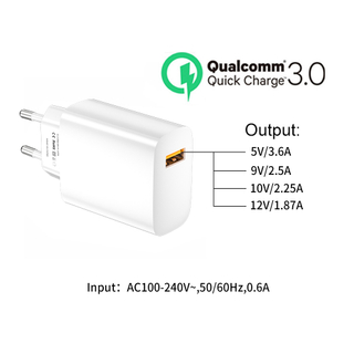 QC3.0 Super Fast Mobile Phone Charger 22.5W USB Phone Charger Power Adapter Travel Charger