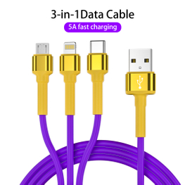 3 in 1 1m Charging Cable for iPhone 14 iPad Air Samsung Xiaomi TPE Data Sync Charge USB Type C Micro Cable for Oneplus 10 Realme