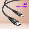 Hot Nylon Braided Type C Phone Charging USB C Cable Braid USB Type C Cable 1m 2m Custom Logo 3A Fast Charging USB Cable