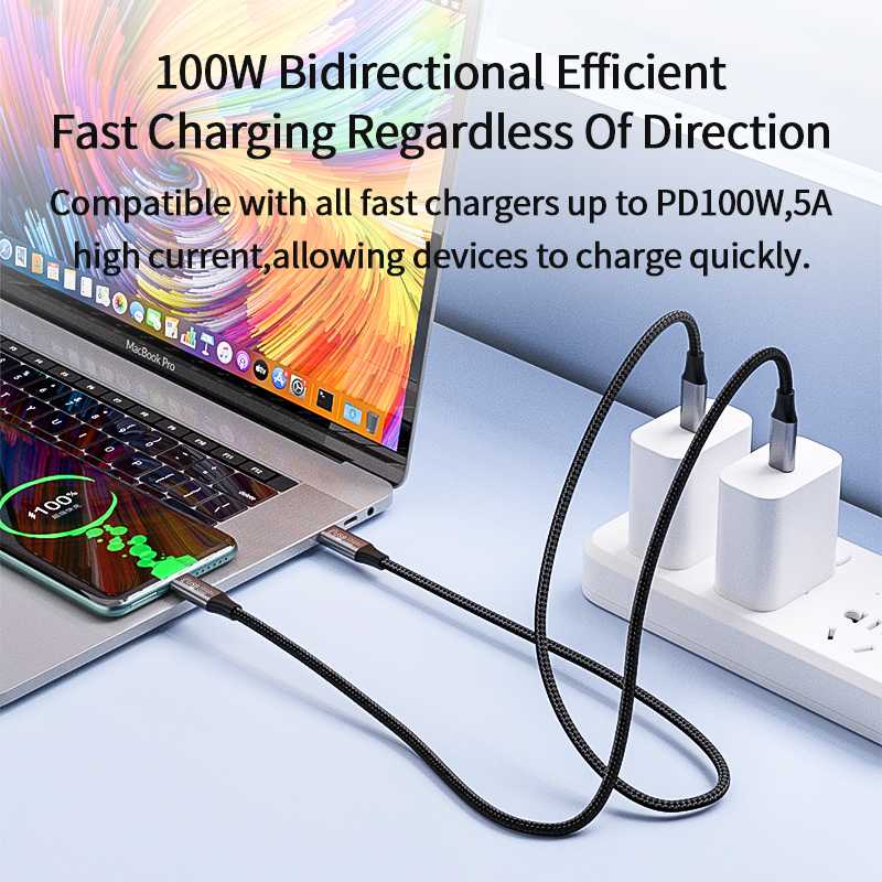 USB C 3.1 Data Cable 3.3FT 100W Gen 2 Fast Charging 10gbps High-Speed Transfer Cable Pd Cord for Monitor Display Thunderbolt 3