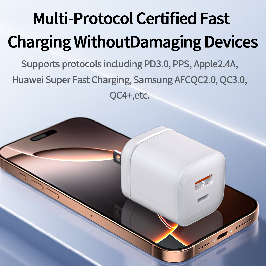 30W Dual Ports GaN Fast Charger EU CE Adapter Mobile Phone & Laptop Charger Small for Travel Charger