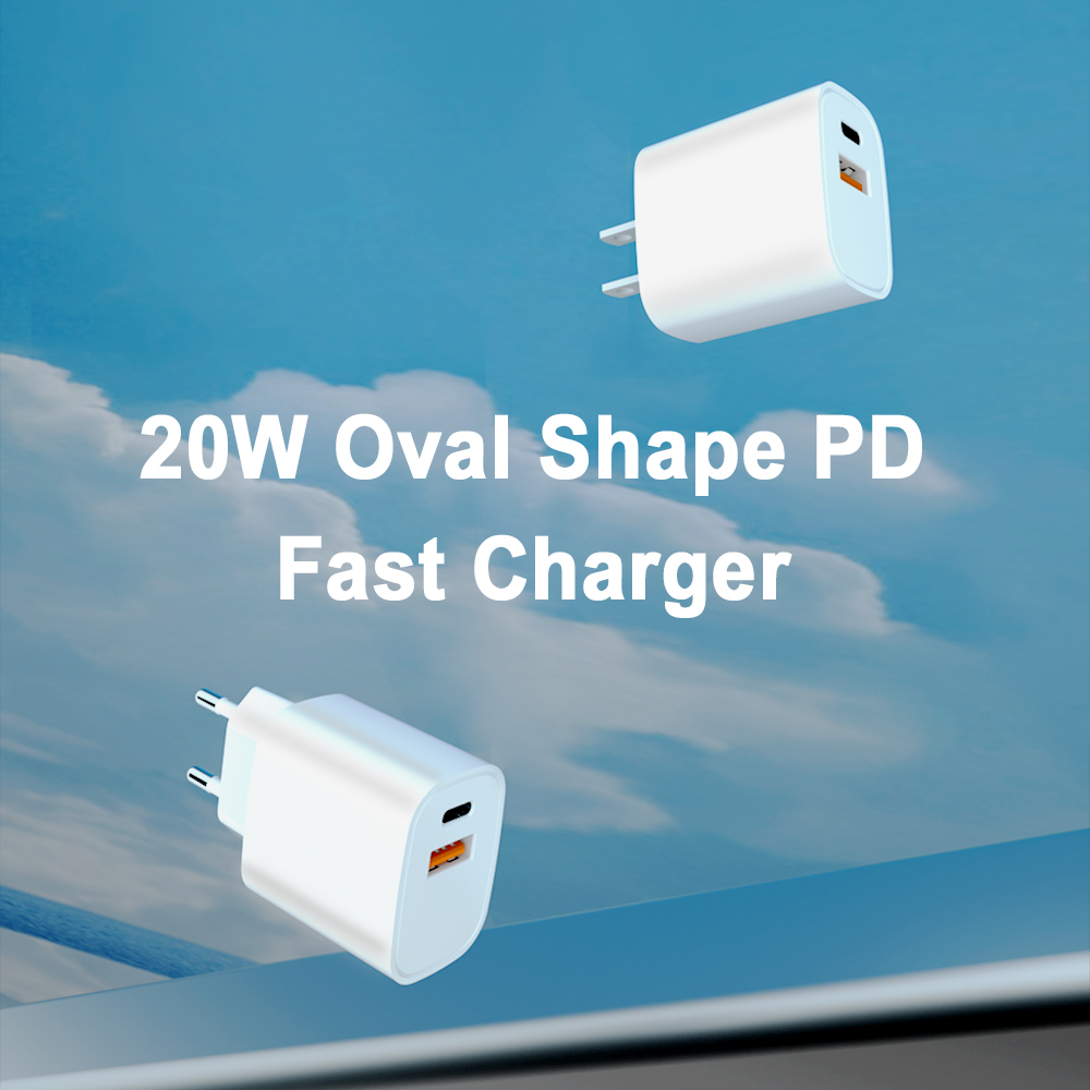 CE Certificate Competive Price USB C Wall Charger 20W Dual Port 1A+1C Fast Phone Charger