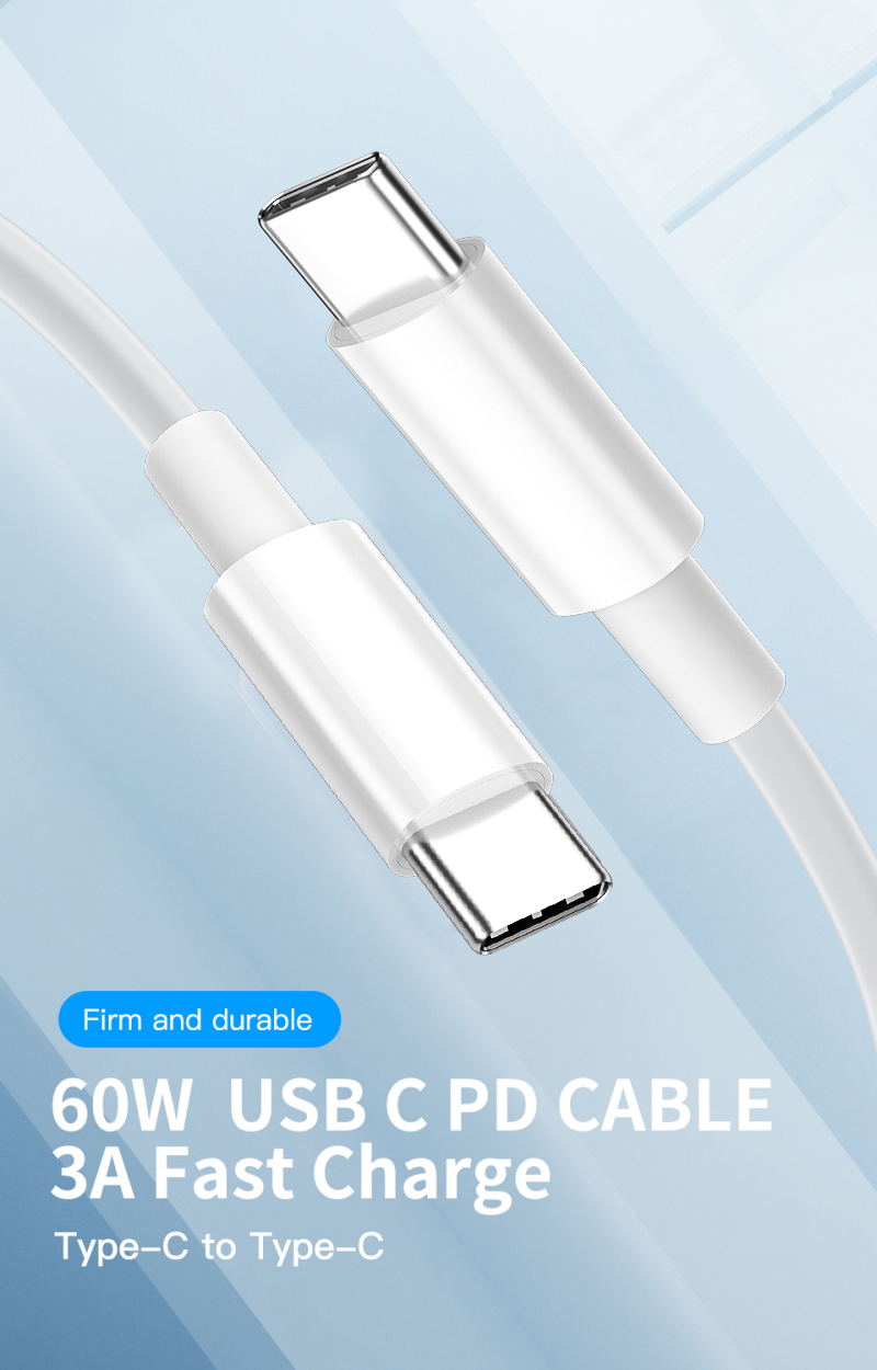  1m 2m 3FT 6FT Type C to Type C Fast Charging Pd60W USB Cable for Computer Mobile Phone USB-C to USB-C Pd 60W Charging Cable for iPhone