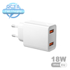 18W Dual USB Travel Adapter QC3.0 USB Fast Charging Phone Charger EU / US Plug Wall Charger