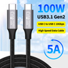 USB C 3.1 Data Cable 3.3FT 100W Gen 2 Fast Charging 10gbps High-Speed Transfer Cable Pd Cord for Monitor Display Thunderbolt 3
