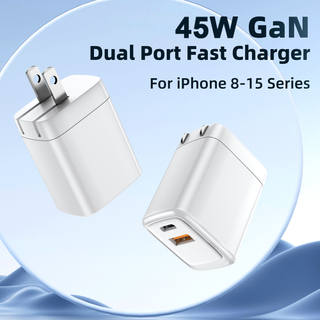 High Quality Custom Dual USB-C PD 45W GaN Charger Fast Speed Australia Plug Charger Mobile Phone for I Phone 16 15 14 Power