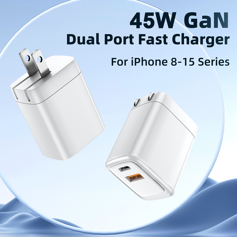High Quality Custom Dual USB-C PD 45W GaN Charger Fast Speed Australia Plug Charger Mobile Phone for I Phone 16 15 14 Power
