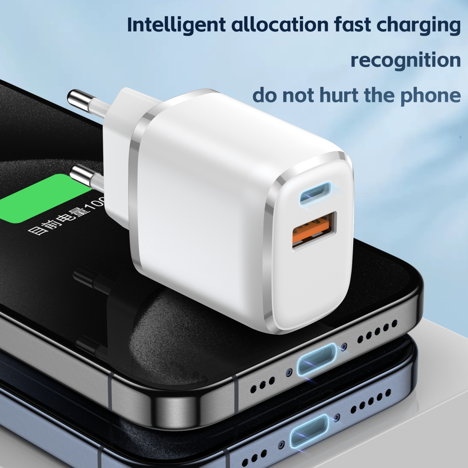 Universal 30W PD Fast Charger Dual Port Phone Charger for Smartphone Tablet Laptop-Type C with OTP OVP Protection for Camera Use