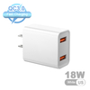 18W Dual USB Travel Adapter QC3.0 USB Fast Charging Phone Charger EU / US Plug Wall Charger