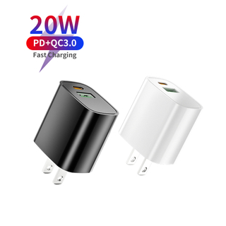 Oval shaped USB C Wall Charger single port/2 Ports Type C Charger with QC3.0 Dual USB 18W Pd Fast Phone Charger US EU UK Plug