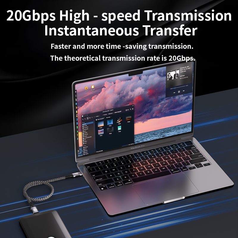  USB3.2 20gbps Thunderbolt 4 Data Cable PD240W 5A Fast Charging USB C to Type C 4K@60Hz USB C Cable for iPhone 15 MacBook PRO