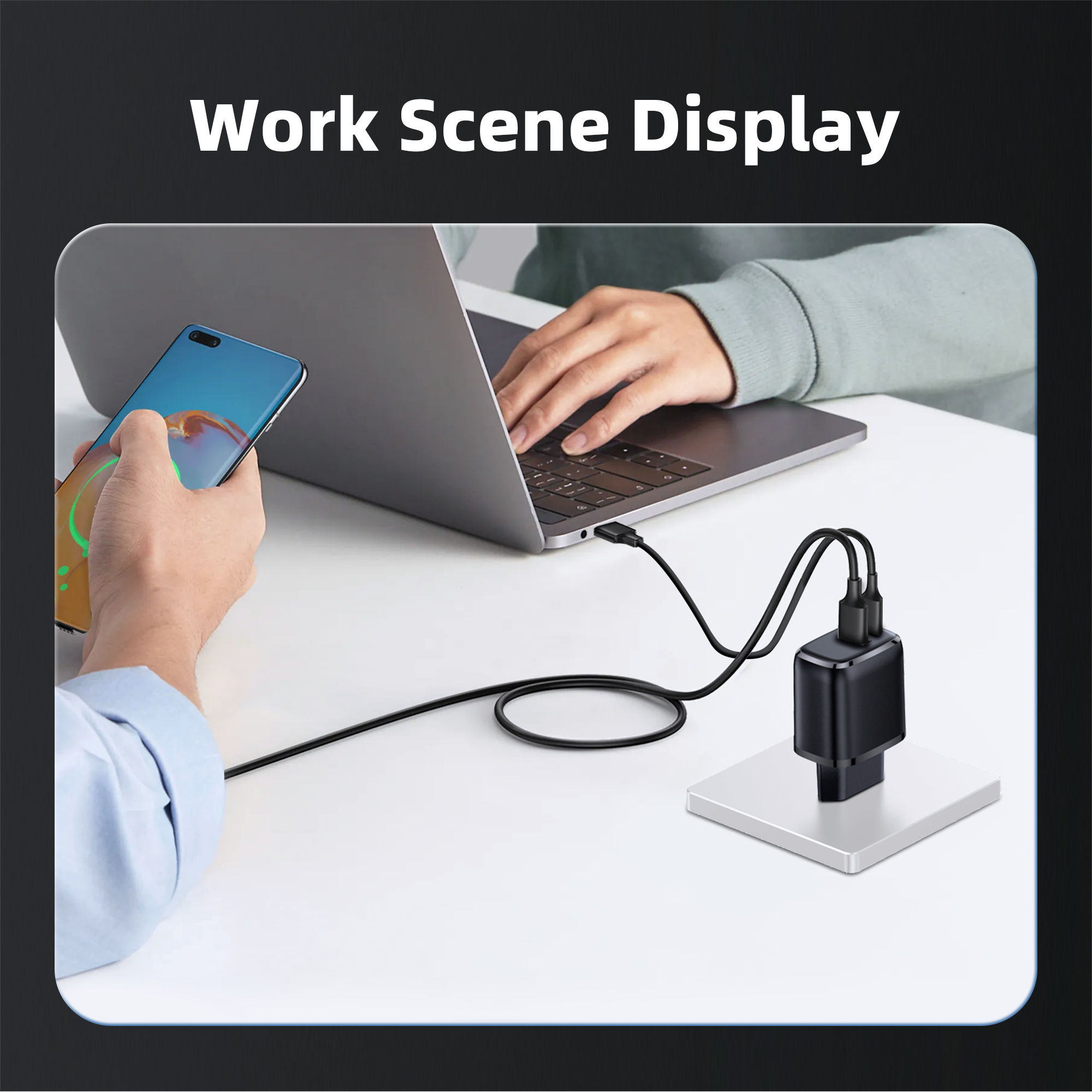 PD Charger 35W Dual Port Gan Fast Charger High Efficient PPS FCP USB-C Wall Charger for Mobile Phone EU Plug
