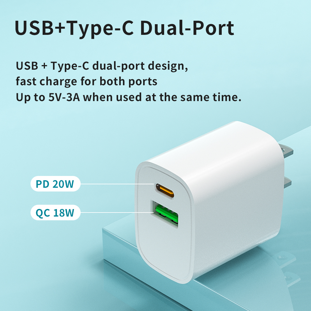 Oval shaped USB C Wall Charger single port/2 Ports Type C Charger with QC3.0 Dual USB 18W Pd Fast Phone Charger US EU UK Plug