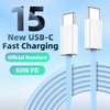  Latest 60W USB-C Charge Cable 1m for iPhone 15 PRO Max Nylon Braided Type C to Type C Cord iPhone15 Pd Charger Data Cable