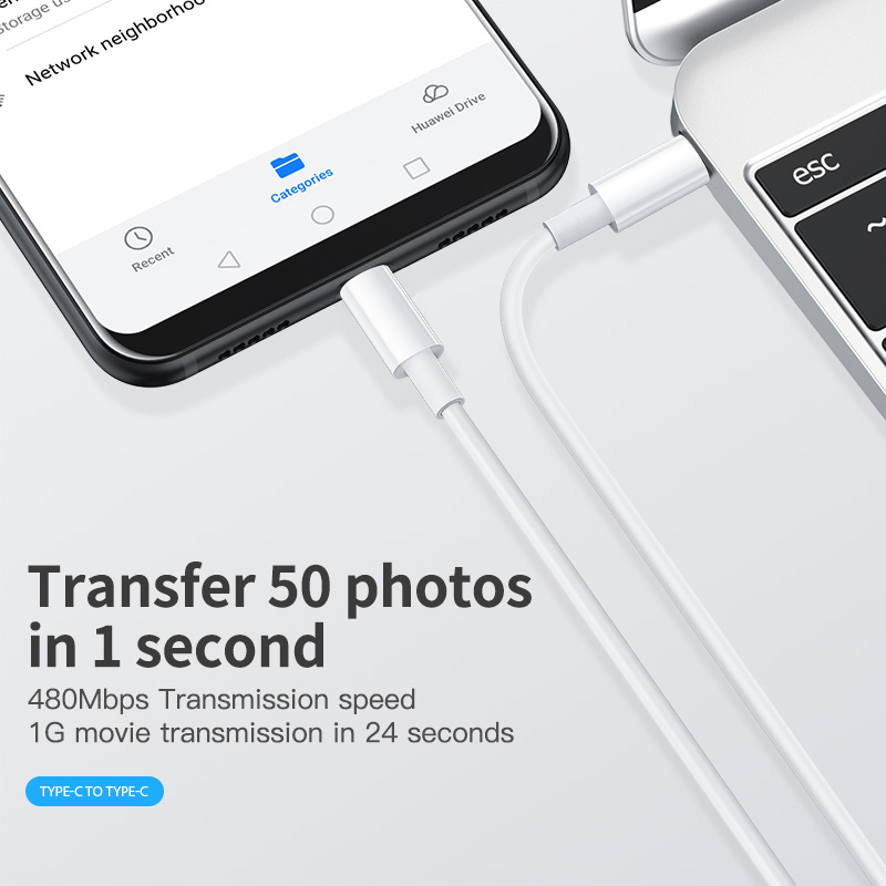  1m 2m 3FT 6FT Type C to Type C Fast Charging Pd60W USB Cable for Computer Mobile Phone USB-C to USB-C Pd 60W Charging Cable for iPhone