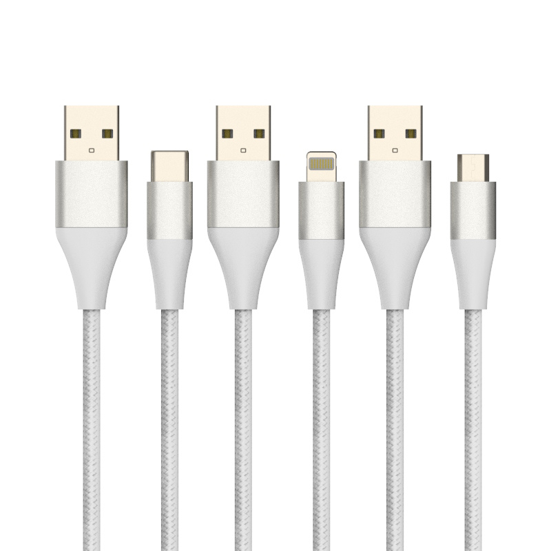 Factory Direct Sale 1m 2.4A Premium Nylon Braided Lightning Charging Data Cable Mobile Phone Accessories Charger Cable for IPhone
