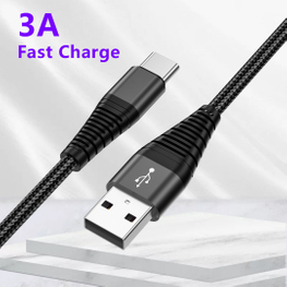 Hot Nylon Braided Type C Phone Charging USB C Cable Braid USB Type C Cable 1m 2m Custom Logo 3A Fast Charging USB Cable