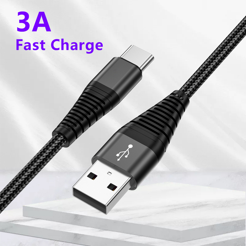 Hot Nylon Braided Type C Phone Charging USB C Cable Braid USB Type C Cable 1m 2m Custom Logo 3A Fast Charging USB Cable