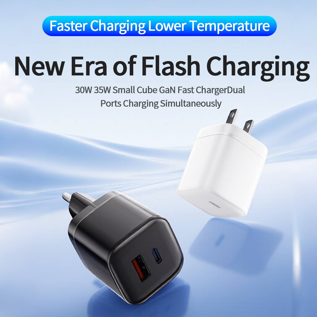 30W Dual Ports GaN Fast Charger EU CE Adapter Mobile Phone & Laptop Charger Small for Travel Charger