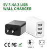 17W Fast Charging 3-USB Multi-Port Electric Charger Dual USB Charging Head for Mobile Phones Flats Small Fans European Gauge