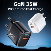 PD Charger 35W Dual Port Gan Fast Charger High Efficient PPS FCP USB-C Wall Charger for Mobile Phone EU Plug