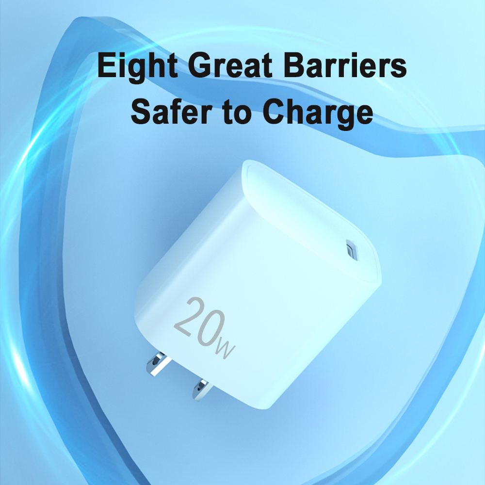 CE Certificate Competive Price USB C Wall Charger 20W Dual Port 1A+1C Fast Phone Charger