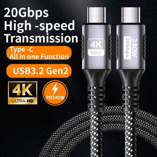  USB3.2 20gbps Thunderbolt 4 Data Cable PD240W 5A Fast Charging USB C to Type C 4K@60Hz USB C Cable for iPhone 15 MacBook PRO